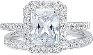 2.14ct Emerald Round Cut Pave Halo Solitaire with Accent VVS1 Ideal Flawless Genuine Natural Sky Blue Aquamarine Engagement Promise Designer Anniversary Wedding Bridal Ring band set 14k White Gold