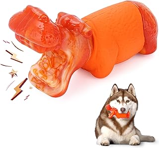 WASG PET Dog Chew Toys for Aggressive Chewers, Tough and Durable Chew Toy for Aggressive Chewers, for Medium Large Breed, Ideal Super Chewer Dog Toys with Real Bacon Flavor,Orange