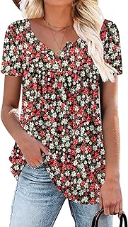 ROSELINLIN Women's Short Sleeve Shirts and Long Sleeve Floral Tops Loose Fit for Leggings