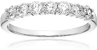 VIR JEWELS 1/2 carat (ctw) Diamond Wedding Anniversary Band for Women, Round Diamond Engagement Ring 14K White Gold 7 Stones Prong Set 0.50 cttw, Size 4-10