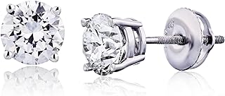The Diamond Channel 0.50-4 CARAT Lab Diamond Stud Earrings for Women 14 Karat Gold Round Earrings 4 Prong Setting with Screw Back and Posts Studs (F-G Color, VS1-VS2 Clarity)