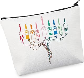 VAMSII Happy Hanukkah Makeup Bag Chanukah Gift Cat Lover Gifts for Cat Owner Hanukkah Jewish Gifts (BAG)