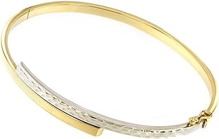 Lucchetta - 14kt Gold Bangle Bracelet for Women & Girls - 5.40gr Diamond-Effect Engraved, 14k Gold Bangles for Women Teen Girls, Italian Excellence Fine Jewelry