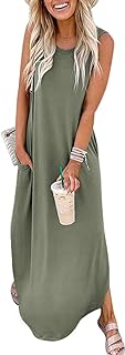 ANRABESS Women's Casual Loose Sundress Long Dress Sleeveless Split Maxi Dresses Summer Beach Dress with Pockets