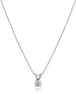 Amazon Collection 14k Gold Round-Cut Diamond Solitaire Pendant Necklace