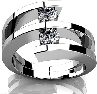 Madina Jewelry 0.60 ct Two Round Cut Diamonds Anniversary Ring in 14 kt White Gold