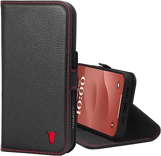 TORRO Leather Case Compatible with iPhone 15 Pro – Premium Leather Wallet Case with Kickstand and Card Slots - Black