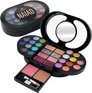 Color Nymph Starter Makeup Kit For Girls 10-12, Travel Makeup Palette with Mulit-Colors Eyeshadows,Concealer, Body Glitter,Lip Glosses,Blush,Highlighter,Makeup Applicators And Mirror