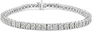 Original Classics Sterling Silver 1.0 Cttw Diamond Square Frame Miracle-Set Tennis Bracelet (I-J, I3) - Choice of Metal Color and Size