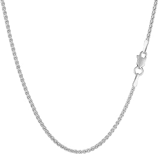 Jewelry Affairs 14k White Gold Round Wheat Chain Necklace, 1.5mm