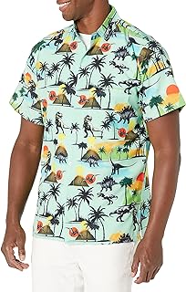 Funny Guy Mugs Mens Hawaiian Print Button Down Short Sleeve Shirt