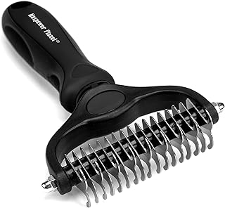 Maxpower Planet Pet Grooming Brush - Double Sided Shedding, Dematting Undercoat Rake for Dogs, Cats - Extra Wide Dog Grooming Brush, Dog Brush for Shedding, Cat Brush, Reduce Shedding by 95%, Black