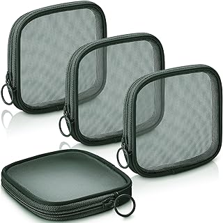 Weewooday 4 Pcs Mesh Makeup Bag Mesh Cosmetic Bag Travel Toiletry Bag Pouch with Zipper Mini Portable Makeup Cosmetic Travel Toiletry Purse Bag for Daily Toiletry Accessories (Olive Green,Small)