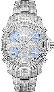 JBW Men's Luxury Jet Setter 2.34 ctw Diamond Wrist Watch with Stainless Steel Link Bracelet