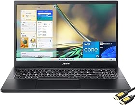 acer Aspire 7 Laptop, 15.6" FHD IPS Display, 12th Gen Intel Core i5-1240P, GeForce RTX 3050, 16GB DDR4, 1TB NVMe SSD, Backlit Keyboard, USB-C, Wi-Fi 6, Bluetooth, Webcam, PDG HDMI, Win 11 Pro