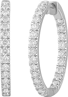 0.50-2.00 Carat Diamond, Sterling Silver Inside-Out Round Cut Lab-Grown Diamond Hoop Earring (J, VS-SI) by La4ve Diamonds | Fine Jewelry for Women Girls| Gift Box Included