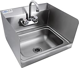 HARDURA Stainless Steel Hand Washing Sink with Side Splash and Gooseneck Faucet, NSF Commercial Wall Mount Hand Sink For Restaurant, Kitchen, Home,17X15 Inches