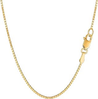 14k Yellow Solid Gold Mirror Box Chain Necklace, 1.2mm