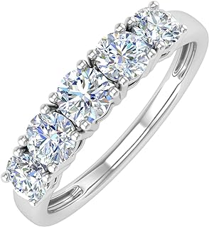FINEROCK 1 Carat 5-Stone Diamond Wedding Band Ring in 14K Gold - IGI Certified