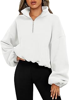 AUTOMET Womens Quarter Zip Pullover Oversized Long Sleeve Sweatshirt Half Zip Cropped Hoodie Teen Girls Fall Y2K Clothes