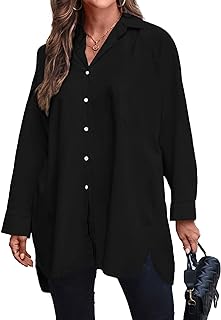 LYANER Women's Long Sleeve Stand Collar Half Button Irregular Hem Basic Shirt Top