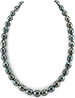 THE PEARL SOURCE Tahitian Pearl Baroque Necklace for Women - 14k Gold Pearl Strand Necklace | 18in Length Pearl Necklace with Genuine Cultured Pearls, 8.0mm-12.0mm