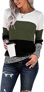 NEYOUQE Womens Color Block Loose Long/Short Sleeve T Shirts Casual Comfy Tops Tee Shirt Women's Tunics