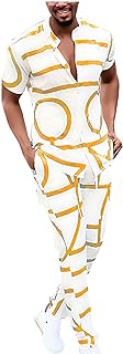 Men's Short Sets Outfits 2 Piece Summer Tracksuit Short Sleeve Print Shirts and Pant Set Running Sweatsuit Set