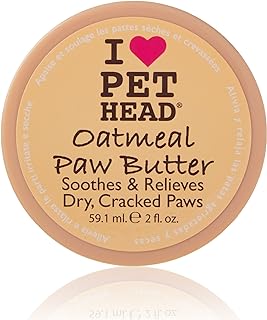 PET HEAD Oatmeal Paw Butter 2 fl. oz. Moisturizing Paw Balm, Soothes and Relieves Dry Cracked Paws and Noses, Lickable, Hypoallergenic with Natural Ingredients. Gentle Formula for Puppies. Made in USA