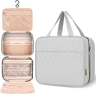 BALEINE Travel Toiletry Bag Cosmetic Bag, Water Resistant Makeup Bag Toiletry Bags for Traveling Women Ideal for Travel Essentials (Medium, Grey)