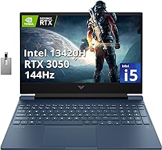 HP Victus Gaming Laptop, 15.6'' FHD 144Hz IPS Display, Intel Core i5-13420H, NVIDIA GeForce RTX 3050, 32GB RAM, 1TB PCIe SSD, Backlit Keyboard, Wi-Fi 6, HD Camera, Win 11 Pro, Blue, 32GB USB Card