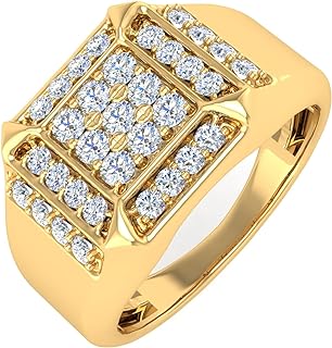 FINEROCK 3/4 Carat Men Diamond Wedding Band Ring in 14K Gold