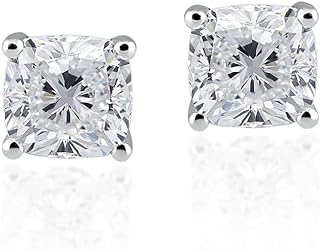 GIA Certified 1 to 2 Carat Cushion Cut Diamond Square Stud Earrings for Women in 14k Gold (J-K, SI1-SI2, cttw) 4-Prong Setting Screw Back by Carat Craze