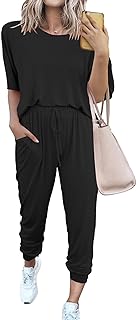 PRETTYGARDEN Women's Two Piece Outfit Short Sleeve Pullover with Drawstring Long Pants Tracksuit Jogger Set