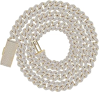 ISAAC WOLF Lab Created 10mm Cuban Link Chain Moissanite 14k Gold Over Sterling Silver Men Women in WHITE, YELLOW or ROSE GOLD