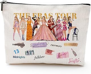 AmazerChos Taylor Cosmetic Bag, Portable Storage Bag, Decoration for Taylor. Song Album Fan Gift, travel toiletry bag,Zip Bag, Swif Merch (TS-Off White)