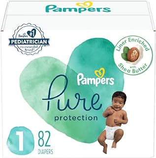 Pampers Pure Protection Diapers - Size 1, 198 Count, Hypoallergenic Premium Disposable Baby Diapers