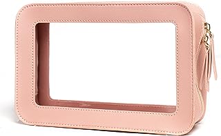 LETGO Clear Makeup Bags, TSA Approved Toiletry Bag with Zipper, Clear Makeup Organizer Fit Carry-on Travel Essentials,Car Accessories Organizers Storage for Women Men (Clear-Pink)