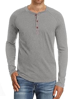 NITAGUT Mens Fashion Casual Front Placket Basic Long/Short Sleeve Henley T-Shirts