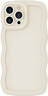 Anuck Case for iPhone 15 Pro Case Wave, Curly Frame Design for Women Girls, Cute Wavy Solid Color Aesthetic Phone Case Soft Flexible TPU Shockproof Full-Body Protective Case Cover 6.1 inch - White