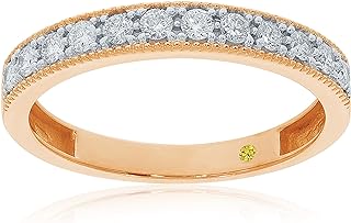 La Joya 1/10 - 1/2 CT TW Certified Lab Created Vintage Inspired Diamond Rings - Sparkling 10k Solid Gold Wedding Bands for Women, Stackable Band, Promise Ring and Anniversary Bands for Women