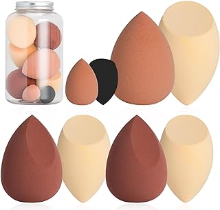 COSTICA Makeup Sponge Sets, 8 Pcs Beauty Blender Sponge for Foundation, Cream, and Powder, Multi-colored Beauty Sponge for Makeup with 2 Mini Makeup Sponges (Brown)