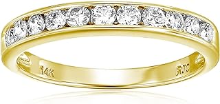 VIR JEWELS 1/2 carat (ctw) Diamond Wedding Anniversary Band for Women, Half Eternity Round Diamond Engagement Ring 14K Yellow Gold Channel Set 0.50 cttw, Size 4.5-10