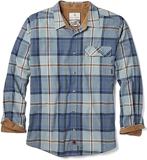 Legendary Whitetails Men's Buck Buck Camp Flannel Shirt, Long Sleeve Plaid Button Down Casual Shirt for Men, with Corduroy Cuffs, Fall & Winter Clothing, Backwater Plaid, Large