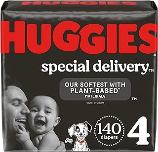 Huggies Special Delivery Hypoallergenic Baby Diapers Size 4 (22-37 lbs), 140 Ct, Fragrance Free, Safe for Sensitive Skin