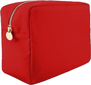 DANCOUR Makeup Bags For Women, Nylon Make Up Bags, Large Makeup Bag, Preppy Makeup Bag, Make Up Pouch Bags For Travel Toiletry Bag, Nylon Pouch, Nylon Makeup Bag, Red Makeup Bag Large (Red, Large)