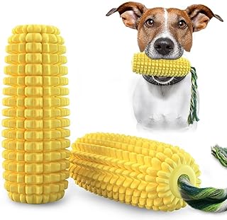Dog Chew Toys Squeak NonSqueak,Toothbrush Cleaning Teeth, Interactive Relieve Boredom Corn Toys,Puppy Aggressive Chewer and Other Medium,Large Non-Aggressive Chewers