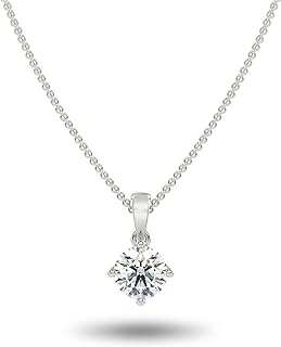 Carbon Atelier 1/4 to 2 Carat Lab Grown Diamond Pendant Necklace for Women in 14k Gold (G-H, VS1-VS2, cttw) on 18 Inch Long Chain with Lobster Claw Choice of Styles