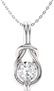 Diamondere Natural and Certified Gemstone Infinity Knot Solitaire Necklace in 14k Solid Gold | 0.37 Carat Pendant with 18 Inch Chain