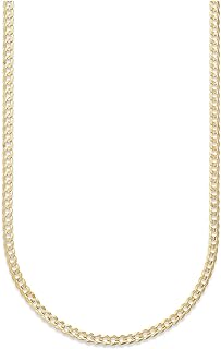 PORI JEWELERS 18K Yellow Gold 3.5MM Cuban Curb Link Chain Necklaces or Bracelets Multiple Options Available - Made in Italy